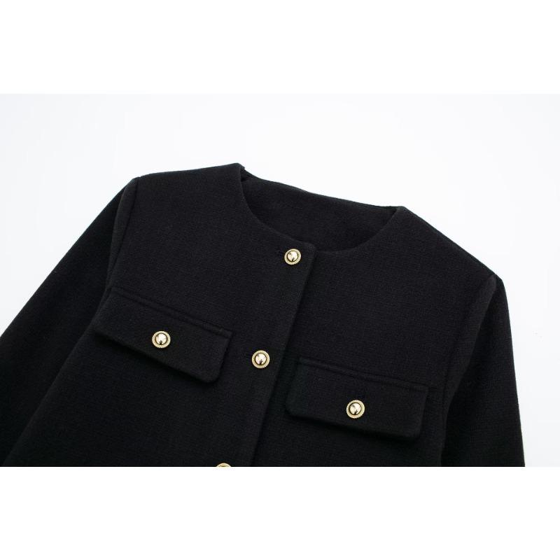 Podzimní dámská pouliční móda ležérní krátká bunda s klopami