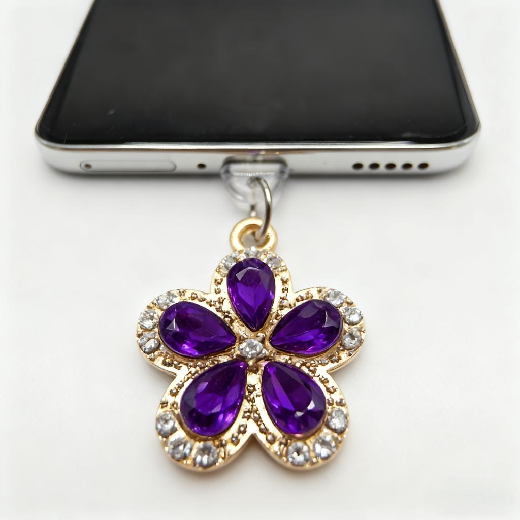 Luxurious Purple Flower Phone Dust Plug Pendant, Enhances the Fashion Sense of Your Phone, Phone Decoration Pendant, Exquisite Pendant, Small Gift