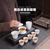 Chinese-style White Porcelain Tea Set, a Complete Set of Simple Kung Fu Tea Set Gift Box with Gold-painted Cover Bowl Teacup Can Be LOGO