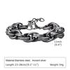 Simple Hip Hop Vintage Twisted Link Chain Wristband Waterproof Stainless Steel Fashion Jewelry Bracelet for Men Women