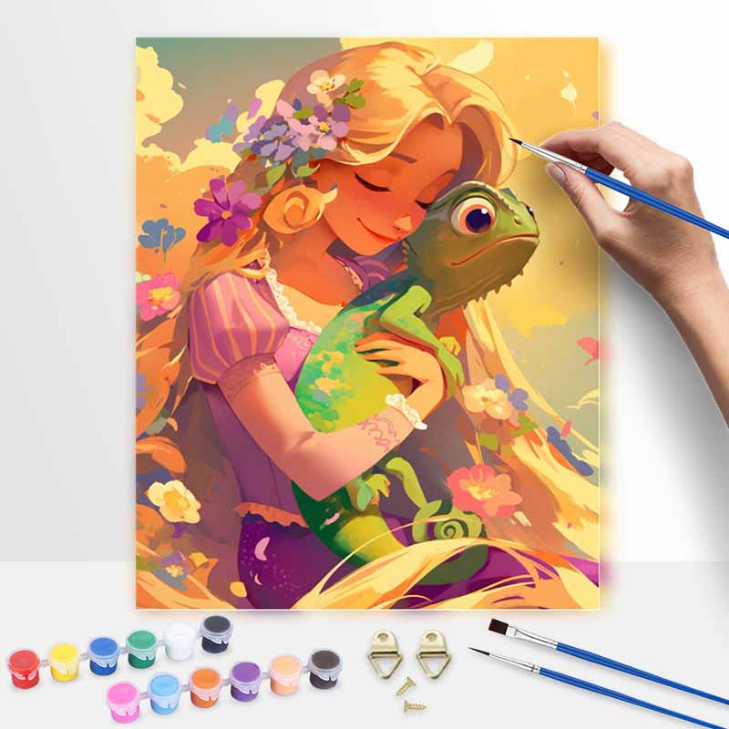 Disney Rapunzel and Pascal oil paint by numbers kit handmade diy home decoration gift 20x30cm