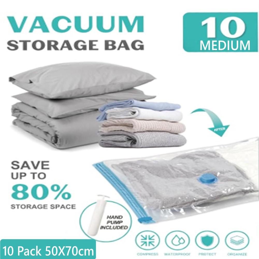 15 Pack Vacuum Storage Bags Space Saver Vacuum Seal Bags for Clothing Compression for Travel Luggage Clothes with Hand Pump
