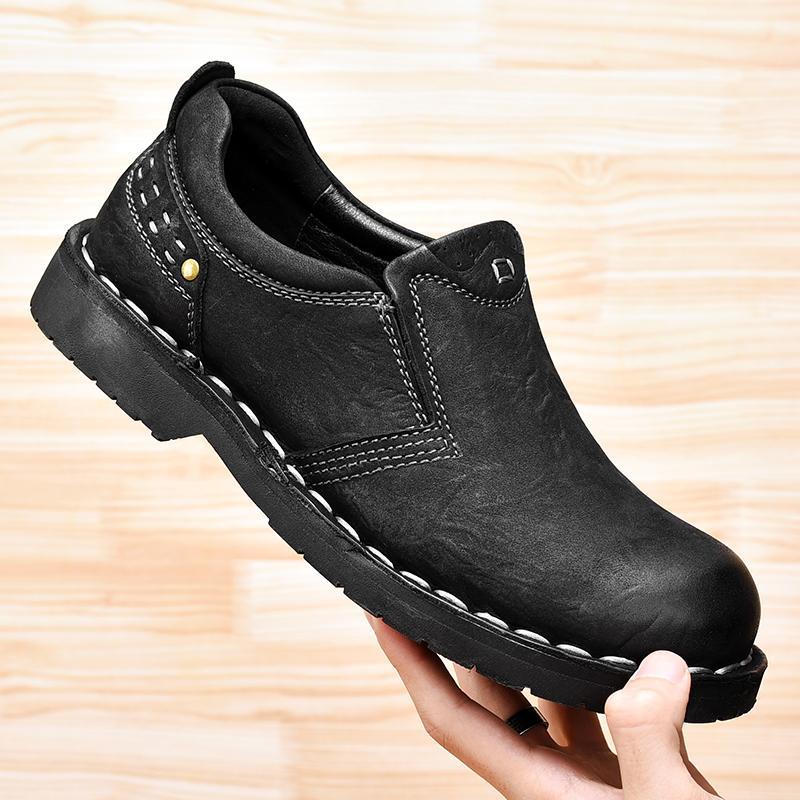 British Leather Shoes Leather Men's Casual Single Shoes Handmade Shoes Stitched Casual Leather Shoes