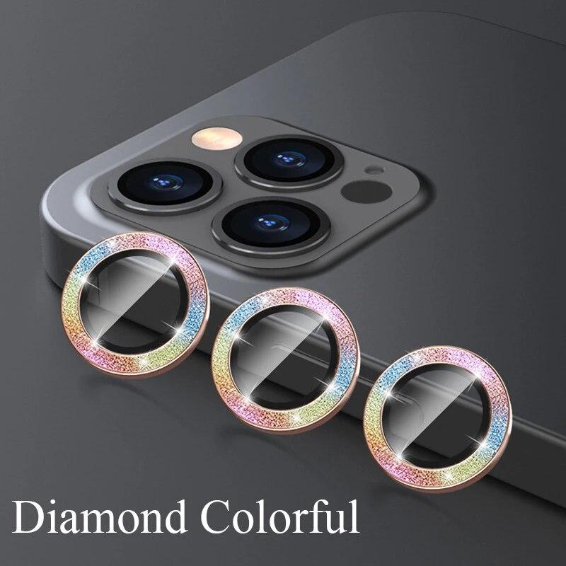 Linse Metal Ring Protector Glass For iPhone 11 12 13 14 15 Pro Max Mini Kamera Linsebeskyttelse For iPhone 14/15 Plus Kamera Film