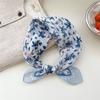 Floral Small Square Scarf Flower Printed Silk Scarf Elegant Cotton Linen Print Scarves Female