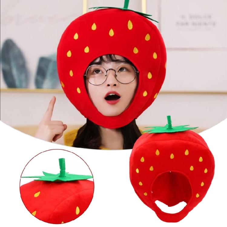 Plush Strawberry Hat Red Strawberry Hat  Funny Strawberry Caps Halloween Performances Photo Props for Women Men Gifts