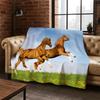 Horse Pentium Steed Animal Cartoon Flannel Blanket Soft Warm Throw Blanket for Bedroom Living Room Bed Travel Camping Picnic