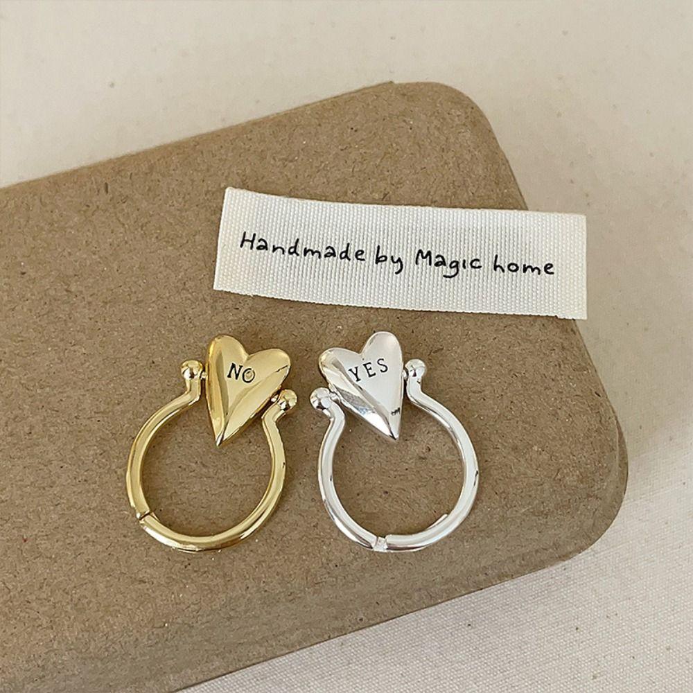 Personality Letters Ring Glossy Surface Vintage Jewelry Gift Fashion Heart Ring  For Women