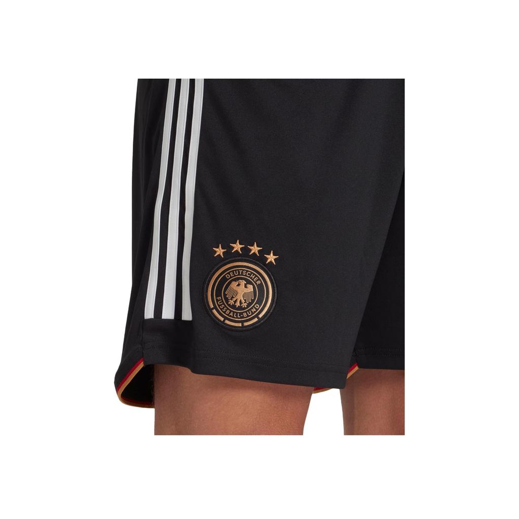 Adidas FW22 Logo Print Three-Stripe Elastic Waist Soccer Shorts Germany Home Kit Men Bottoms Black HJ9605