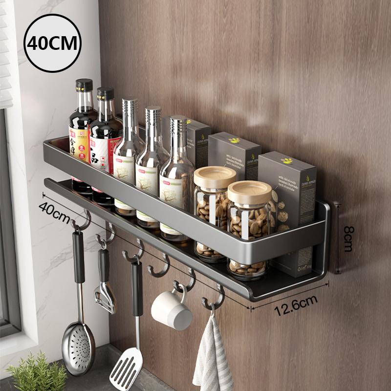 Luxury Kitchen Rack Condiment Jar Storage Rack No Punching Wall-Mounted Seasoning Storage Rack Kitchen Accessories Organizer