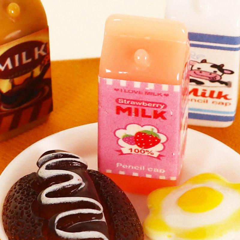 Miniature Dollhouse Kitchen Food Set: Eggs, Bread, Milk Carton Tray Model for Creative DIY Scene Decoration