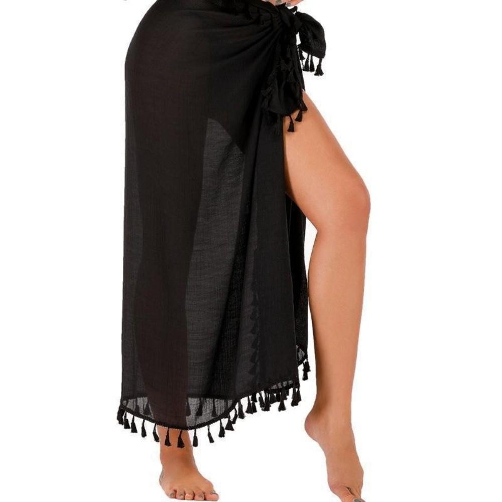Einfarbiger Bikini-Überwurf Schnelltrocknender Sarong Strandtuch für Damen Meeresurlaub