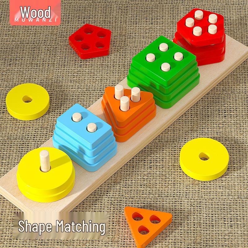 Geometric Shape Column Set - Early Learning Toy for Color, Shape & Size Recognition
