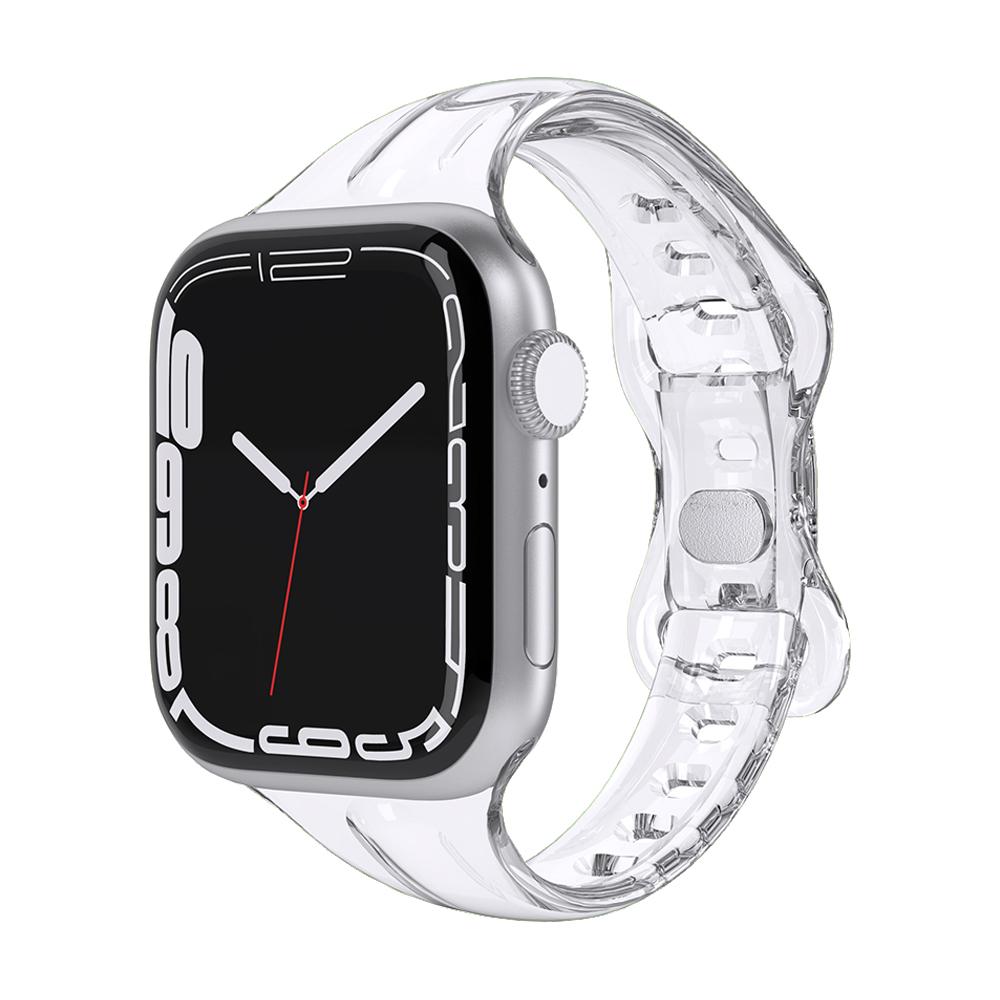 For Apple Watch Band 41mm 40mm 38mm 45mm 44 Women Girl Transparent Clear Slim Soft Silicone Strap For iWatch Series 7/6/SE/5/4/3