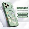 Cartoon Floral Pattern Case For iPhone 17 Pro Max Magnetic For Magsafe Hybrid Slim Matte Cover For iPhone 16 15 14 13 Pro Max Daisies Peach Blossom
