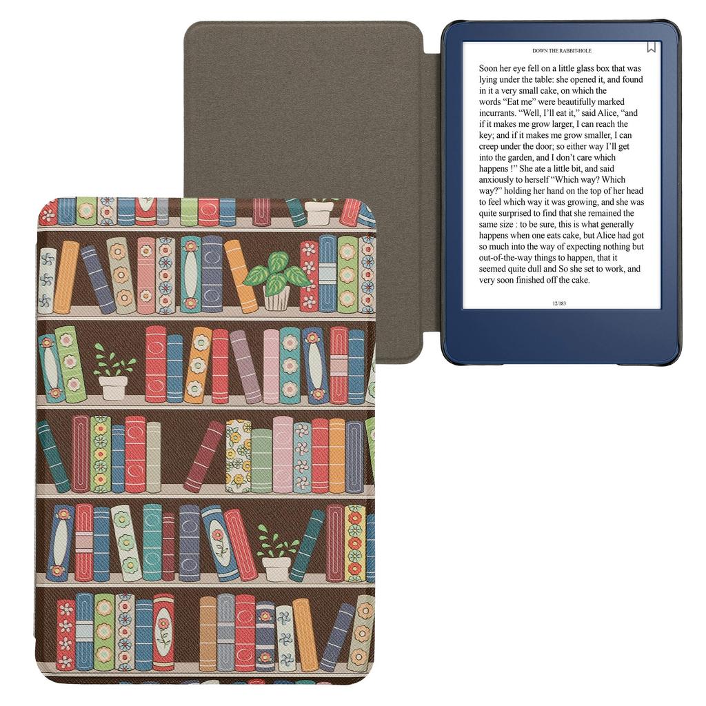 kwmobile Case for Amazon Kindle with Auto Sleep and PU Pink (2022/2024) - E-Reader Sleep, Leather, Blue/Green/Dark