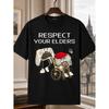 Men'S Shirt Respect Your Elders T-Shirt Old And New Game Controller Cartoon Graphic with Wheelchair Elder Humor