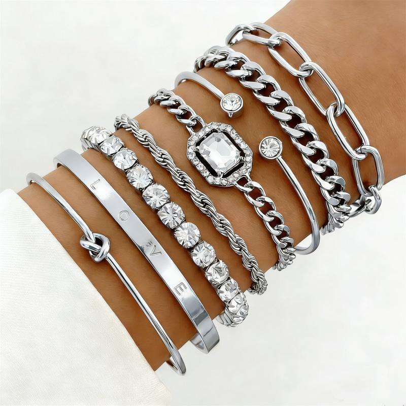 Multi-layer Punk Hip Hop Beaded Bracelet Set for Women
