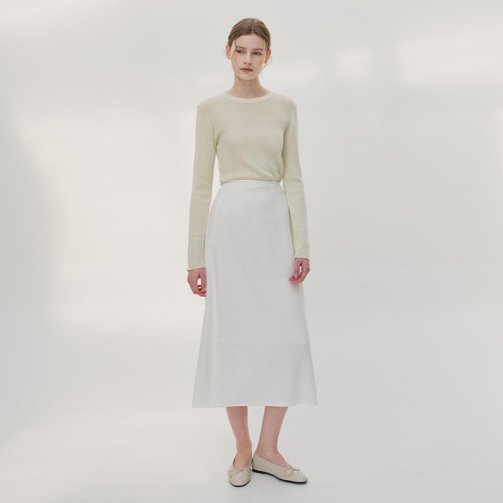 Mommet Clay Linen H-Line Skirt White