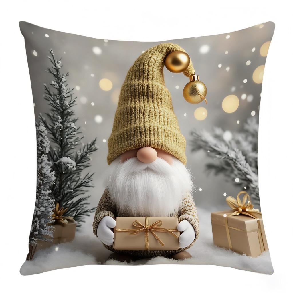 45см Золотая Рождественская Мультяшная Наволочка Снеговик Лось Чехол для Подушки Веселого Рождества Декор Навидад С Новым 2026 Годом Домашний Декор 1630₽