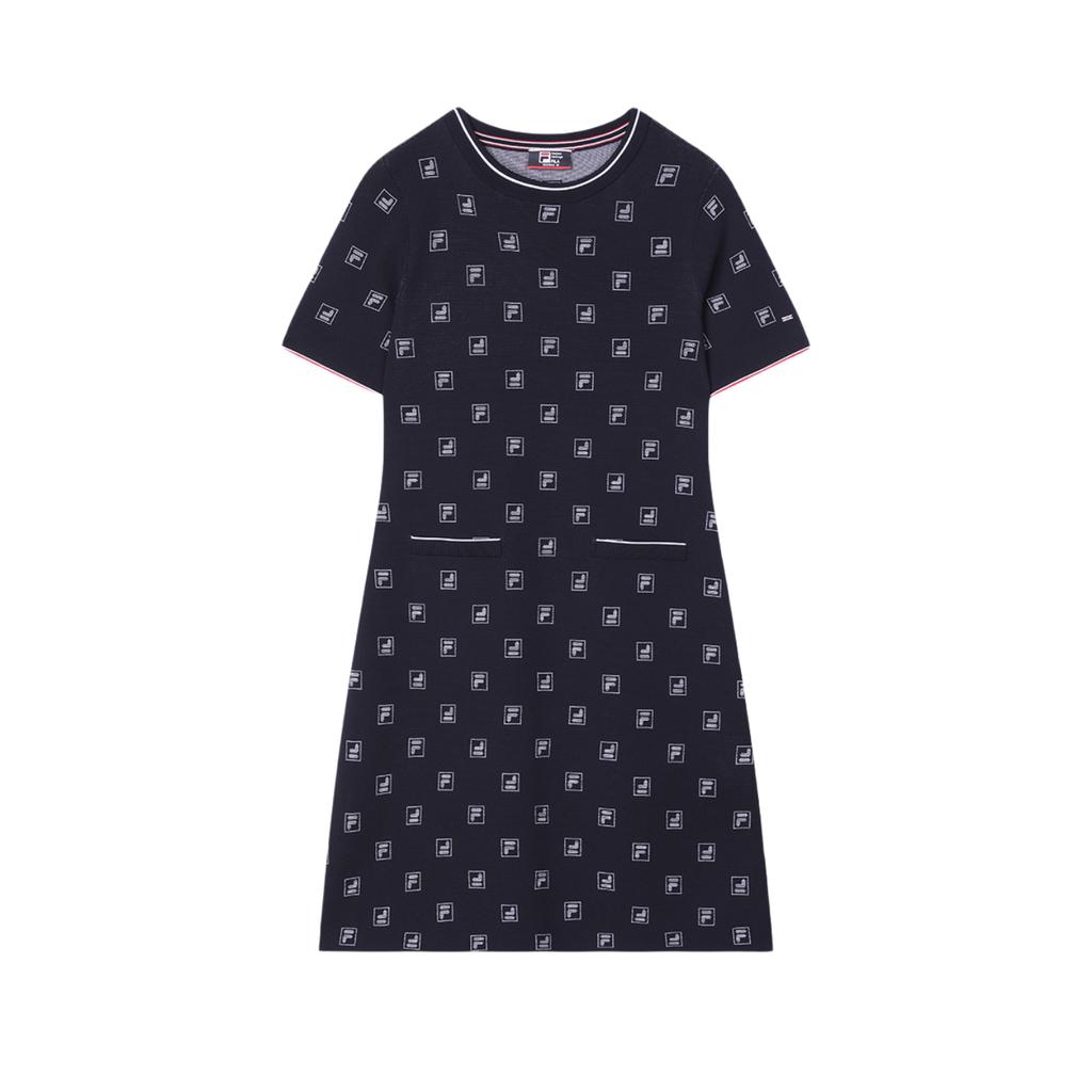 Fila Modern Heritage Series Printed Elegant Short Sleeve Dress Women Dresses F11W421303FNV