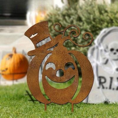 Halloween Themed Metal Garden Pumpkin Statue