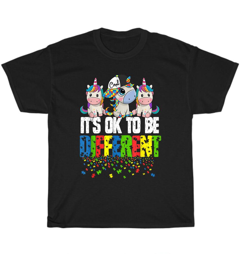 

Unicorn It s Ok To Be Different Autism Awareness Month T-Shirt Unisex Tee Gift 4XL