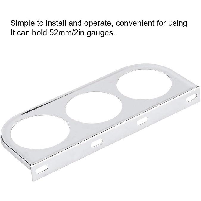 Gauge Holder,52mm/2in 3-Hole Triple Instrument Panel Shell Gauge Mounting Bracket Car Dashboard Meter Iron Holder(Silver) Gauge Bracket