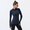 Women's Long Sleeve Stand Collar Yoga Jacket - Elastic, Quick-Drying for Fitness, Running, and Outdoor Sports.