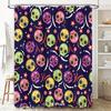 Retro Skull Design Shower Curtain Set with Bright Colors Great for Bathroom Decor!