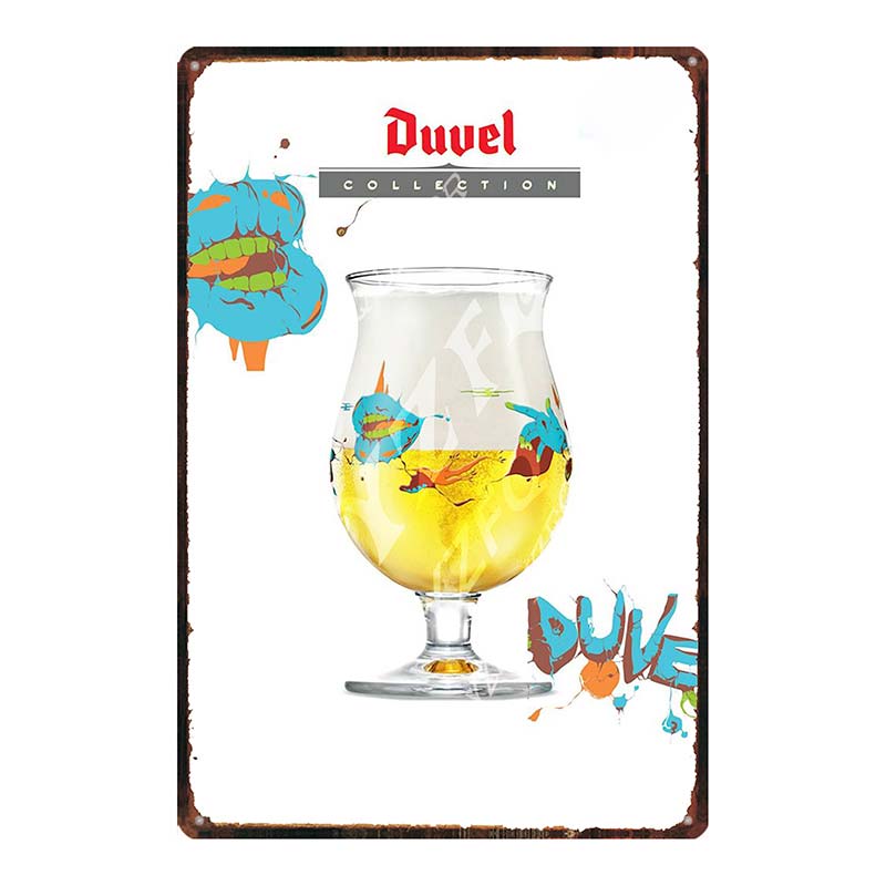 YZFQ Belgické Pivo Duvel Plechové Kovové Značky Deska Vintage Hudební Bar Restaurace Domov Pánská Jeskyně Dekor Nástěnné Samolepky DU-7713B