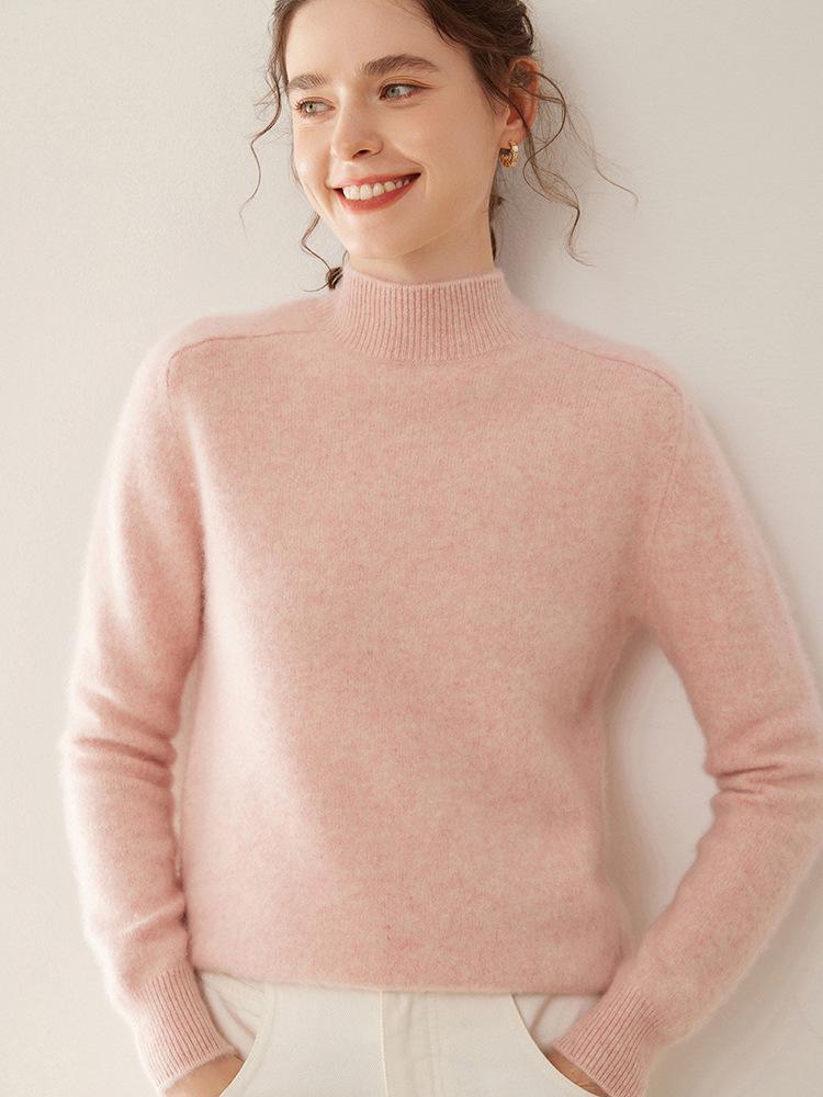 Women's Soft Cashmere Turtleneck Sweater - Solid Color, Loose Fit, Slimming Design for Autumn & Winter