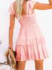 Women's Ruffle A Line Mini Dress Elastic Empire Waist Layered Swing Flowy Summer Dress