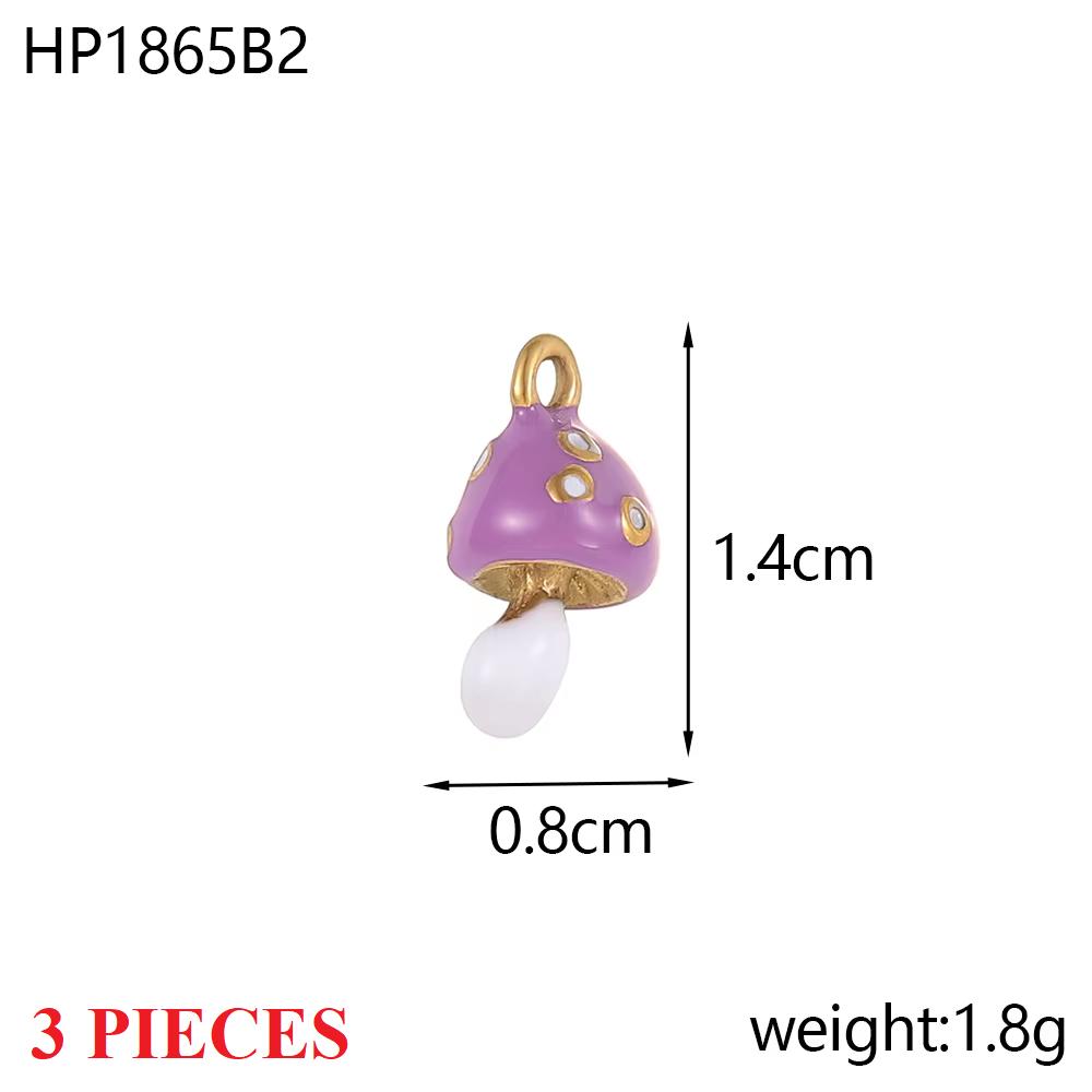 3PCS/LOT CARLIDANA Enamel Fruit Mushroom Charms Pendants Stainless Steel DIY Necklace Jewelry Making Accessories