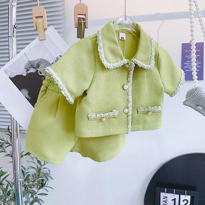 Kinderkleidung Mädchenanzug Kinder Western-Stil Sommerkleidung Mode Kurzarmrock