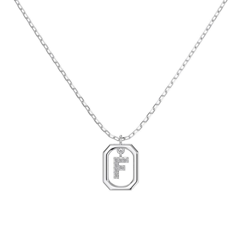 925 Silver Alphabet Pendant Necklace with Zircon Detailing - Women's Elegant & Unique Design