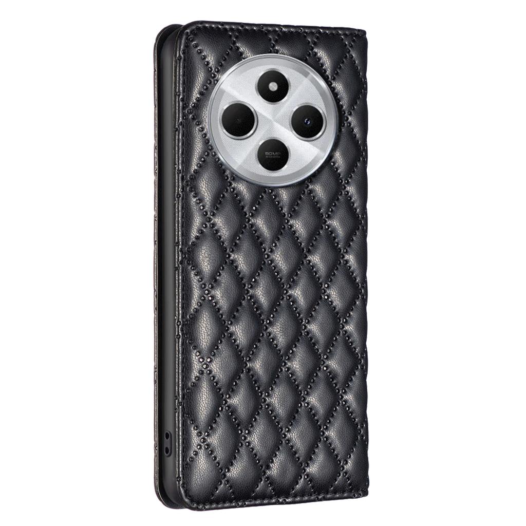 BINFEN COLOR BF Style-16 For Xiaomi Poco C75 4G/Redmi 14R 5G/14C 4G Case Card Slots Rhombus Leather Cover