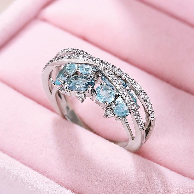 Japanese Romantic Sweet Jewelry, Retro Creative Double-Layer Geometric Ring X-Shaped High-End Hollow Ring