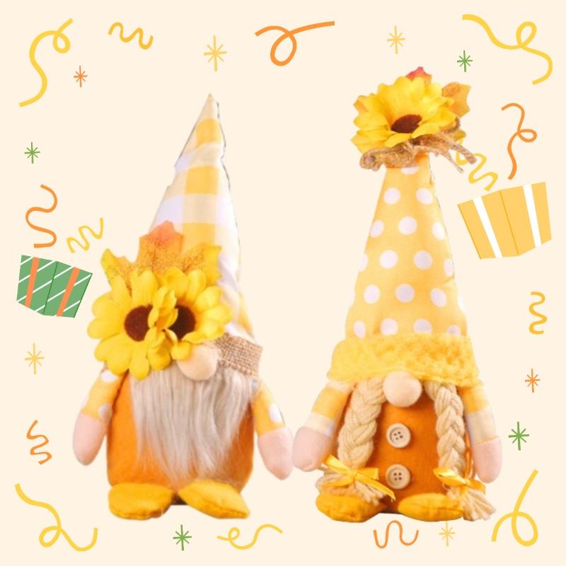 Herbst Sonnenblumen Paar Rentier Puppen Minimalistische Dekorative Plüschfiguren Für Raumdekoration