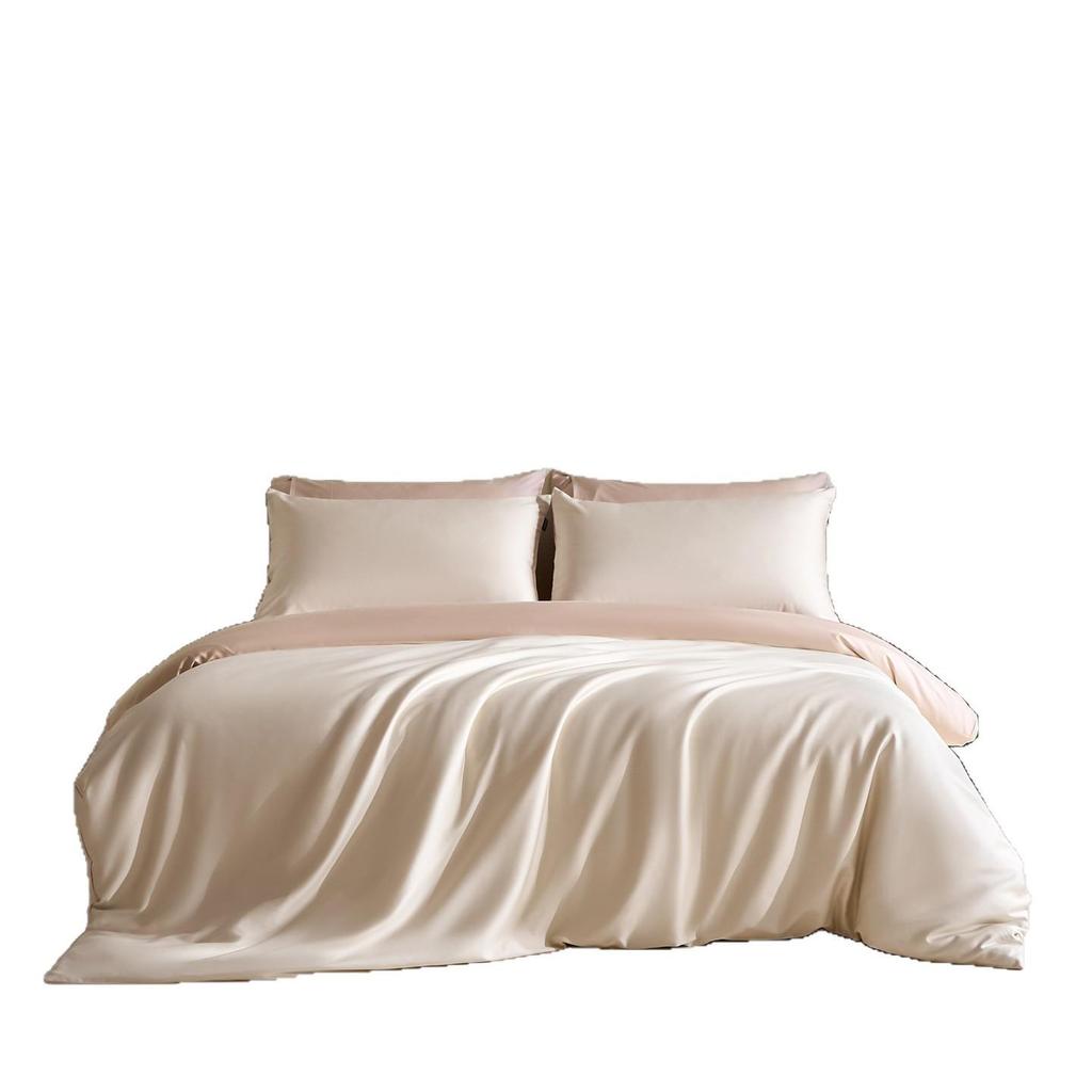 50s Double-Strand Xinjiang Long-Staple Cotton Sateen Solid Color Luxury Bedding Set (4-Piece)