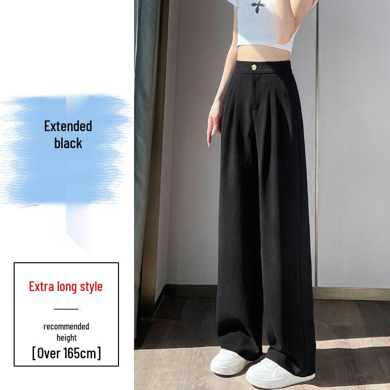 Women's Ice Silk Wide-Leg High-Waist Pants: Summer Texture, Slimming, Versatile, Casual Draped Style.