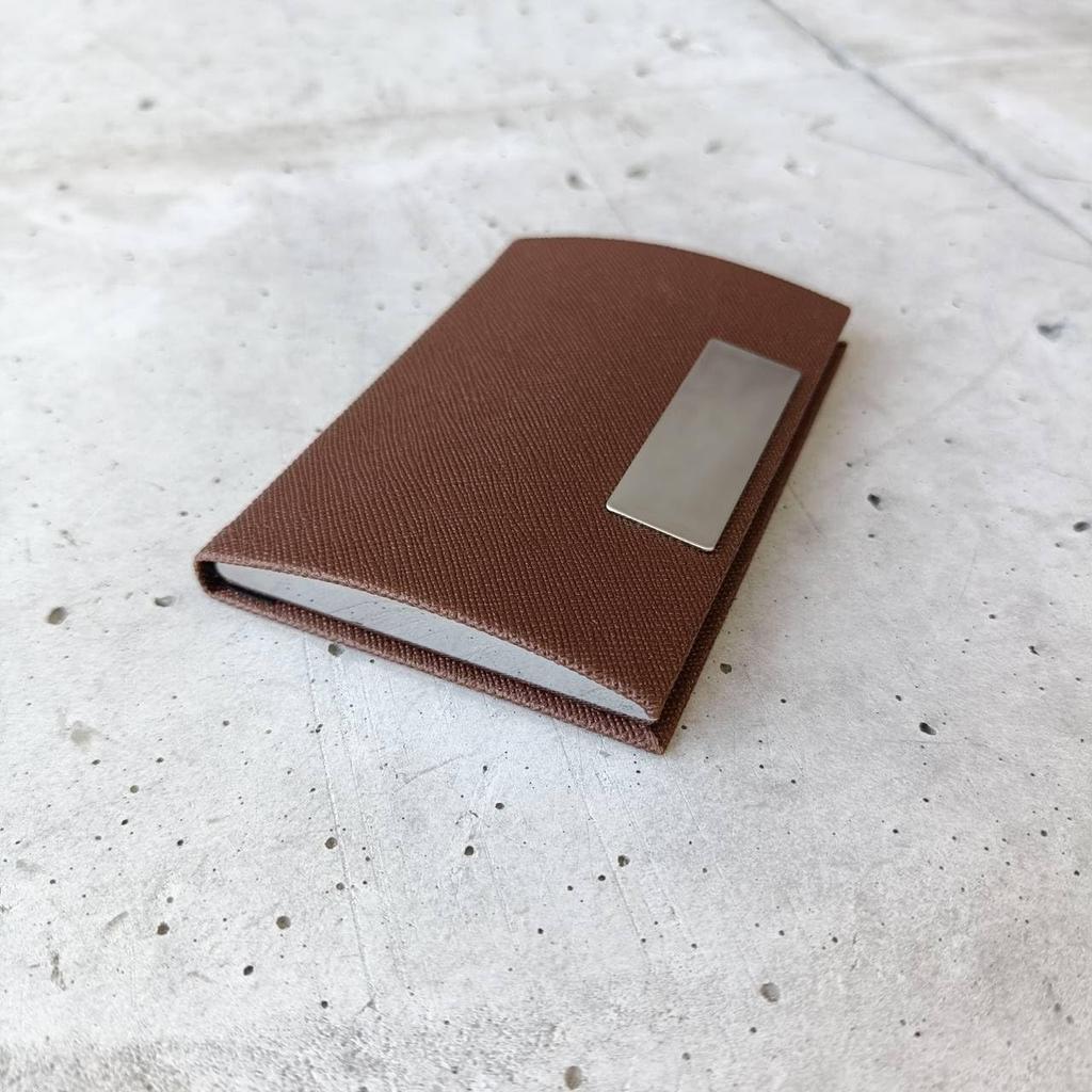 [mauve] Silver-plated Business Card HolderCard Case  Magnetic Closure, Slim, Lightweight, Stylish, Men's, Women's, Perfect Gift (Brown)