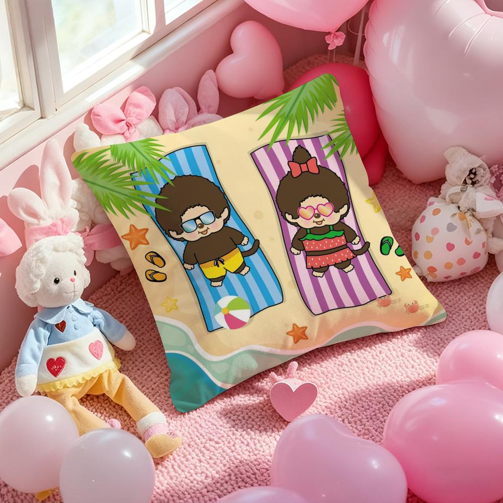 M-MonchhIChisS Cartoon Cushion Cover Pattern Printed Pillowcase for Living Room Sofa Cushion Cover & Bedroom Decor
