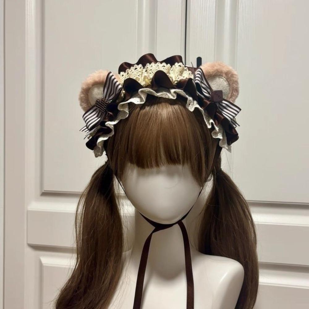 Y2k Cosplay Headdress Rivet Lolita Hair Clip Sweet Lolita Wings Lace Headband Daily