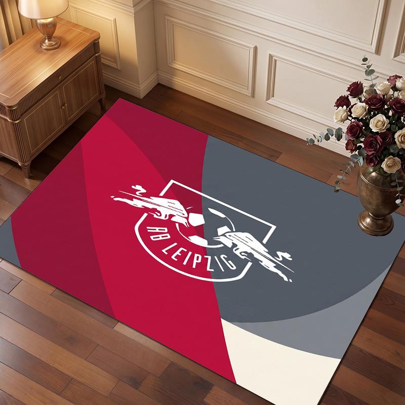 RB Leipzig Football Print Crystal Velvet Rug, Comfortable Water Absorbent Non Slip Indoor Floor Carpet