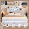 Upholstered Bed 140x200 Hydraulic Storage LED Headboard USB-A&USB-C Charging Function Remote Control Slatted Frame Beige Without Mattress