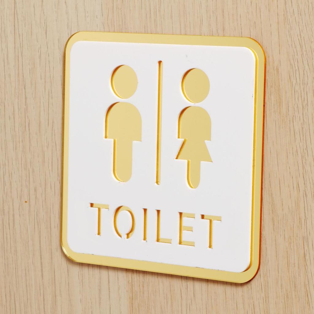 Square 12cm Bathroom Sign Acrylic Washroom Plaque Accessory Bathroom Wall Art for Parking Lots Convenient Assemble Durable