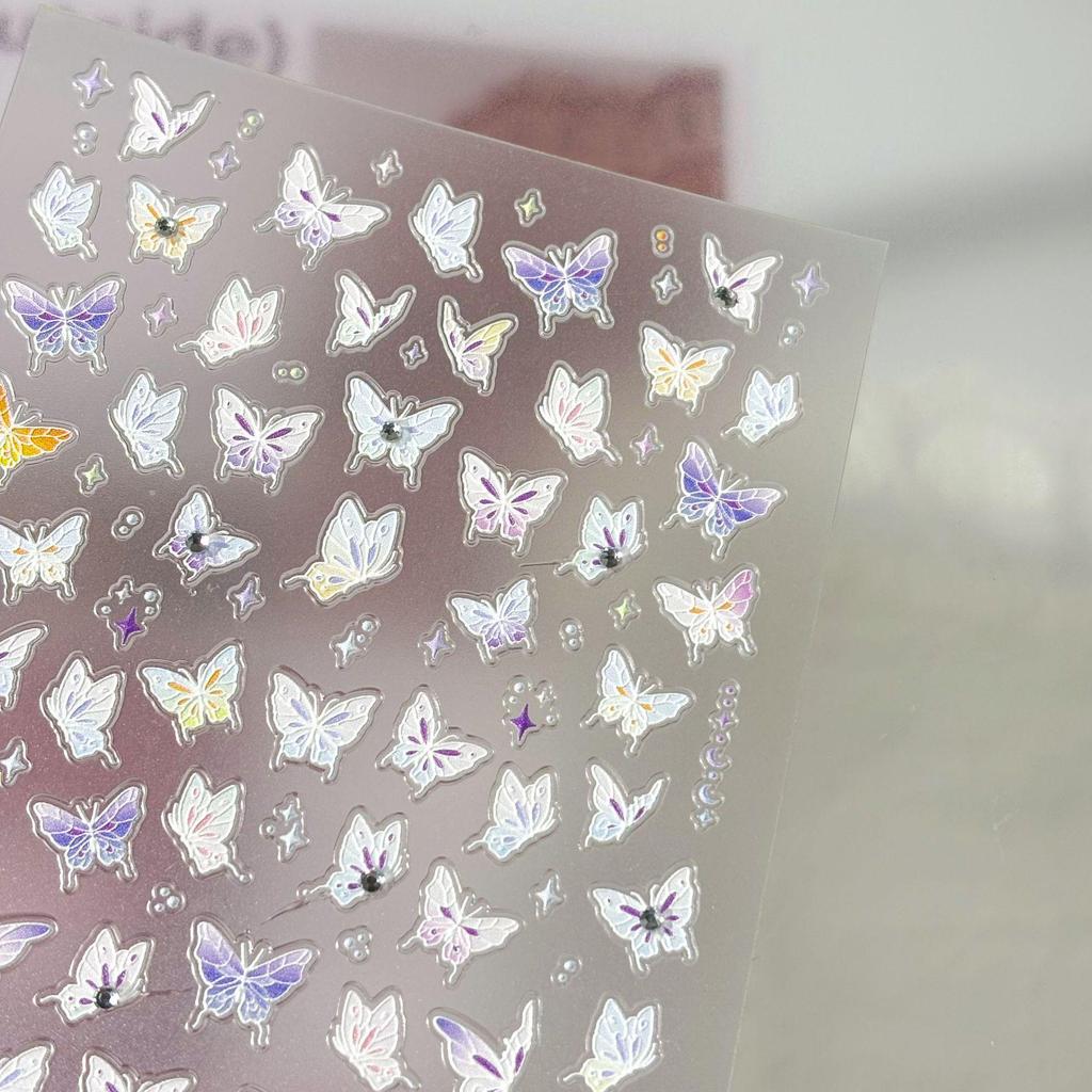 Crystal Diamond Butterfly & Rose Gradient DIY Nail Stickers