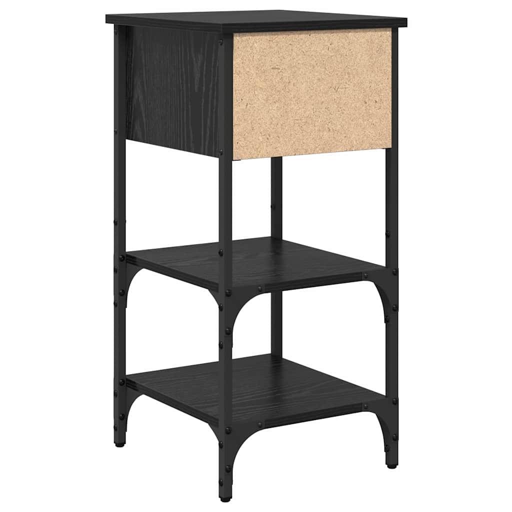 Nightstand Black Oak Effect 33.5 X 36 X 70 Cm Engineered Wood