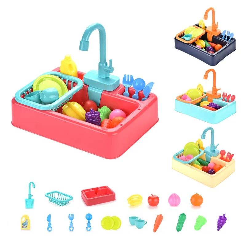 Non-Toxic Kids Kitchen Toys Simulation Electric Dishwasher Pretend Play Mini Kitchen Food Educational Summer Toys Role Playing Children Toys